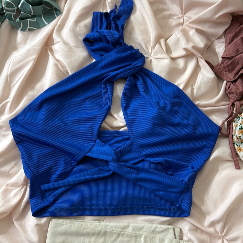 Blue halter top